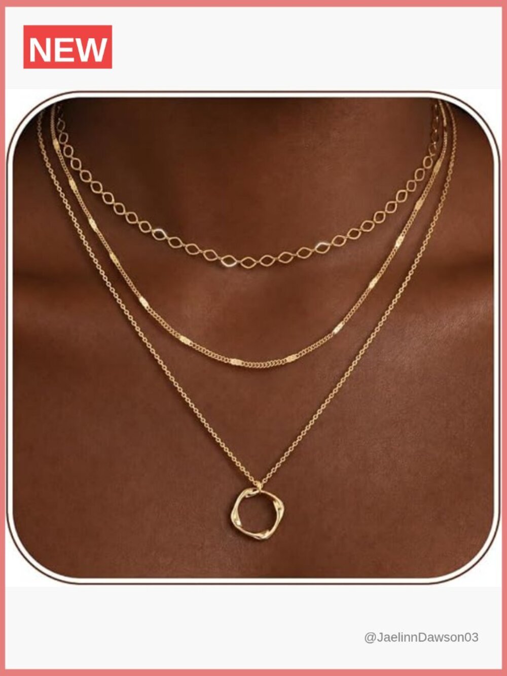 3 Piece Layered Necklace Set Pendant Choker Adjustable Chain Stackable Dainty